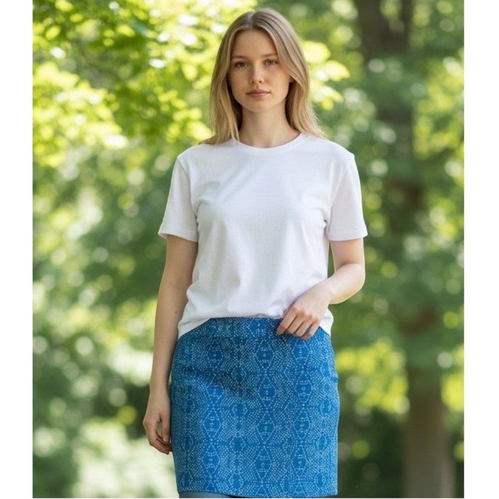 RipSkirt Hawaii Wrap Skirt Womens Large Blue White Medallion Quick Dry Athletic